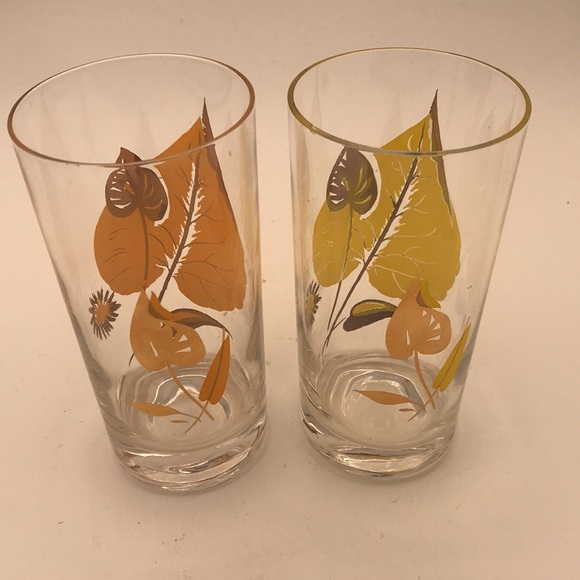 Federal Glass MCM/VTG Leaves Deluxe Drinking/Highball Glasses (Set of 6) - Picture 7 of 9
